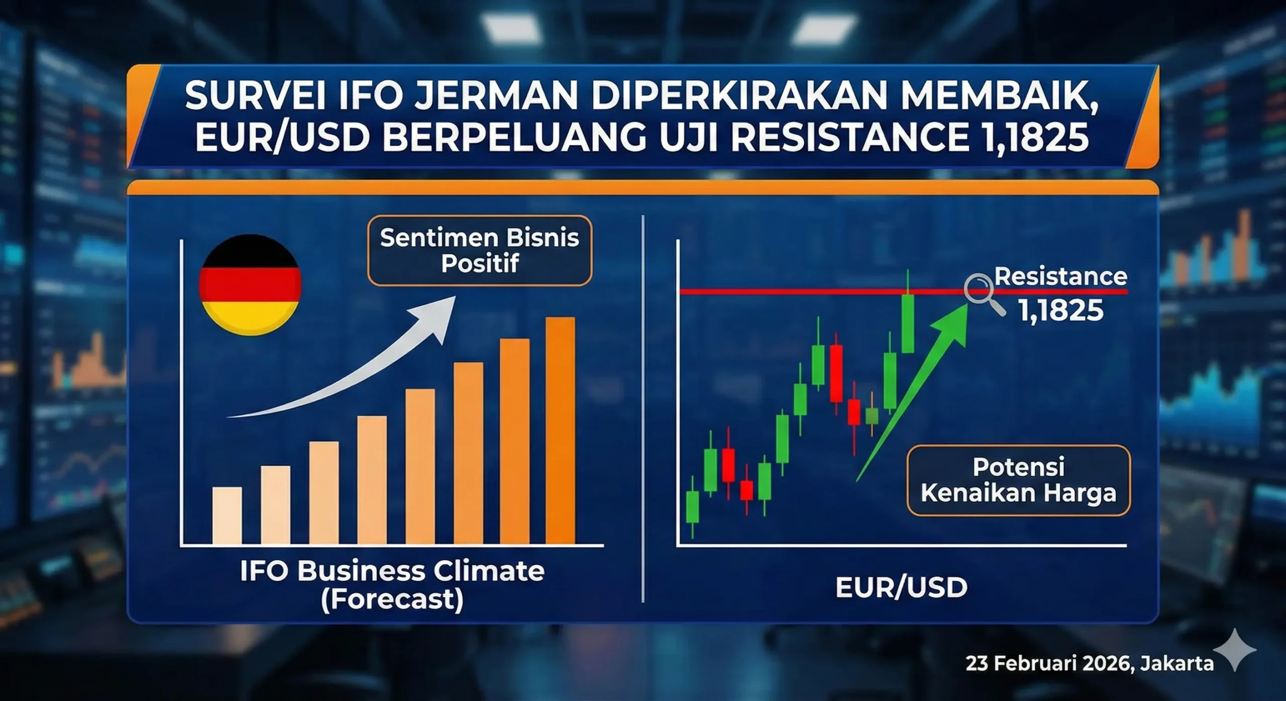 Survei IFO Jerman Diperkirakan Membaik, EUR/USD Berpeluang Uji Resistance 1,1825