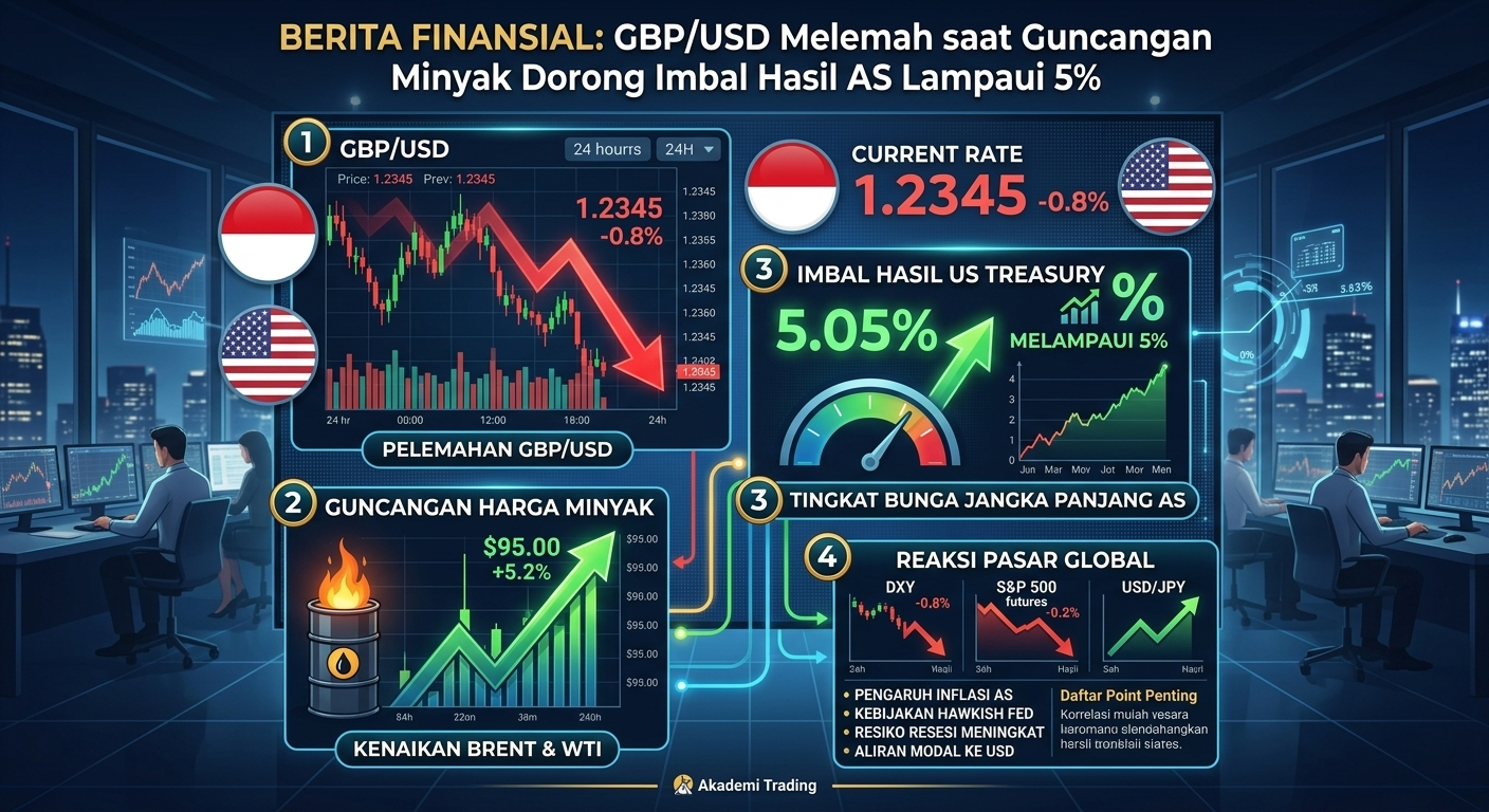 GBP/USD Melemah saat Guncangan Minyak Dorong Imbal Hasil AS Lampaui 5%