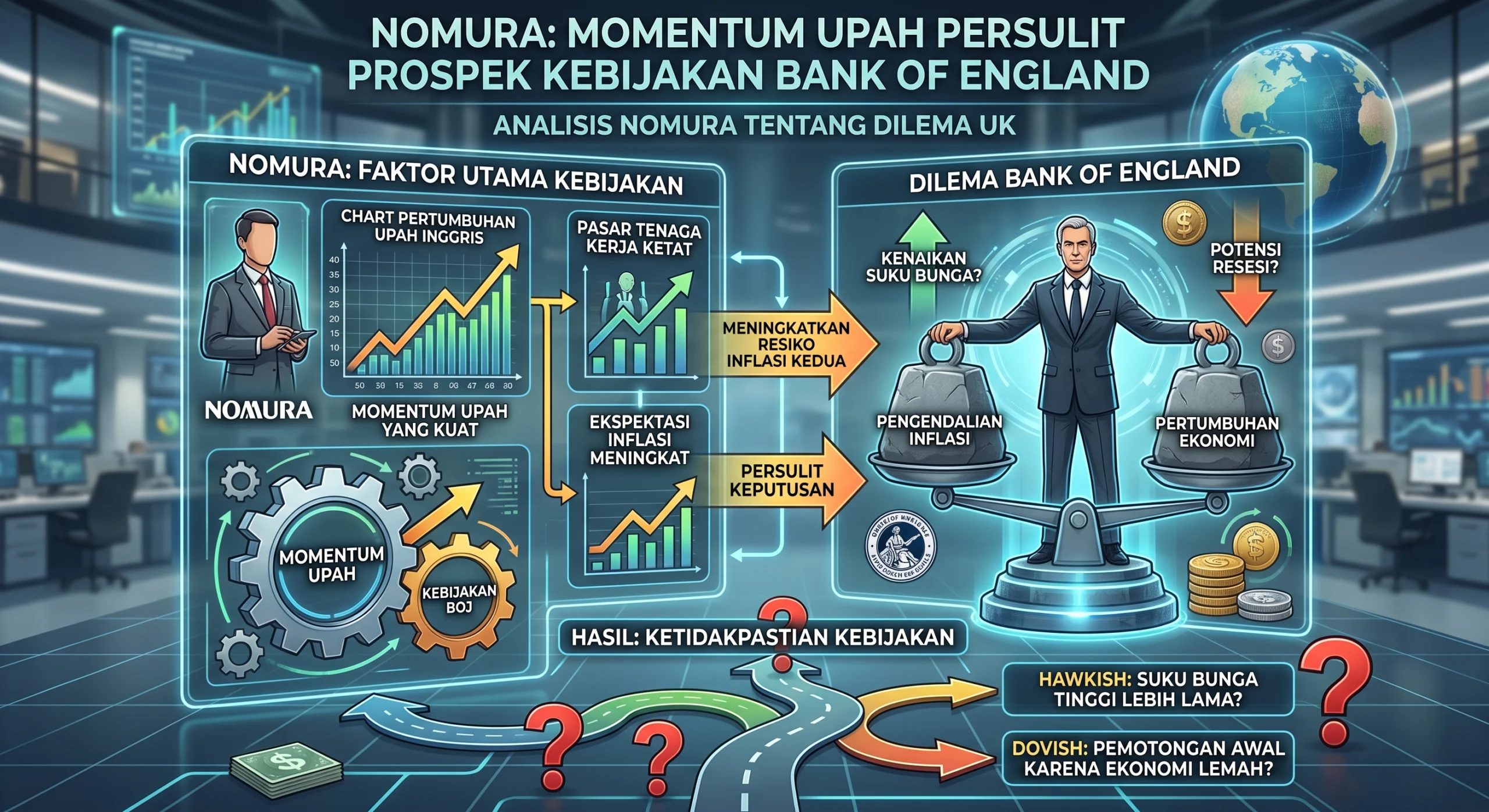 Nomura Momentum Upah Persulit Prospek Kebijakan Bank of England